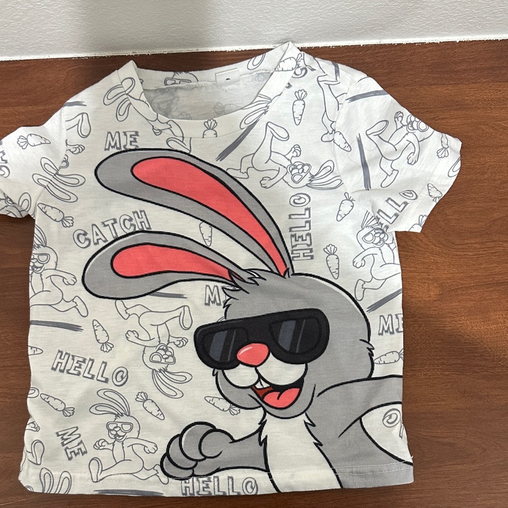 Kids Graphic Bunny T-Shirt - White and Red